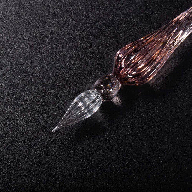 molshine Handmade Glass Dip Pen Crystal Calligraphy Pen Signature Dipped Pen for Artist Women Men Teens,Writing Drawing Decoration Gifts (Pink) - Image 2